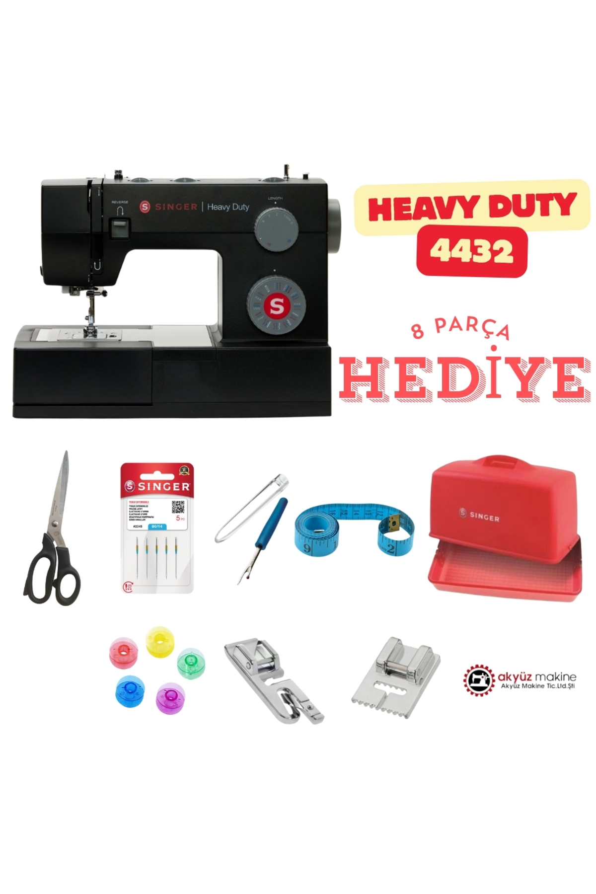 Singer Heavy Duty 4432 Dikiş Makinesi + 8 Parça Hediye Seti |