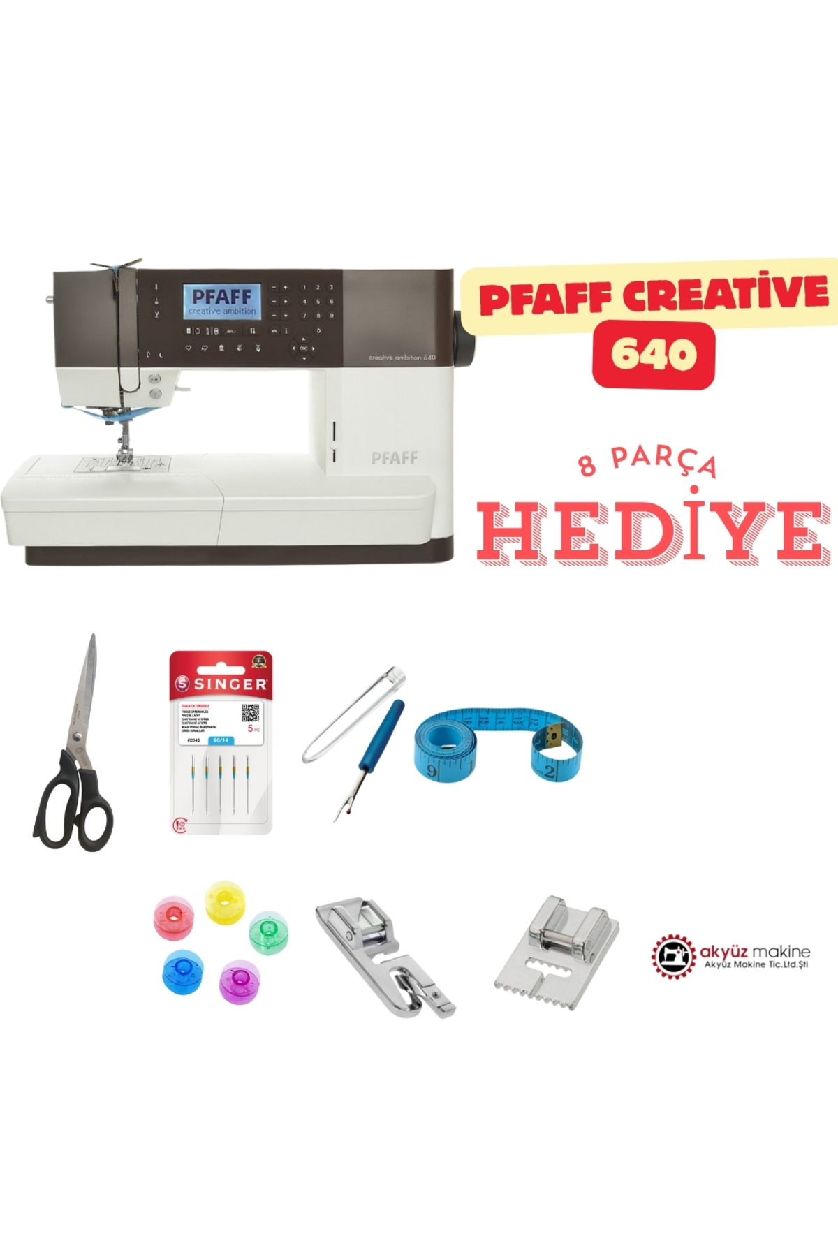 Pfaff Creative 640 Dikiş ve Nakış Makinesi + 8 Parça Hediye Seti |