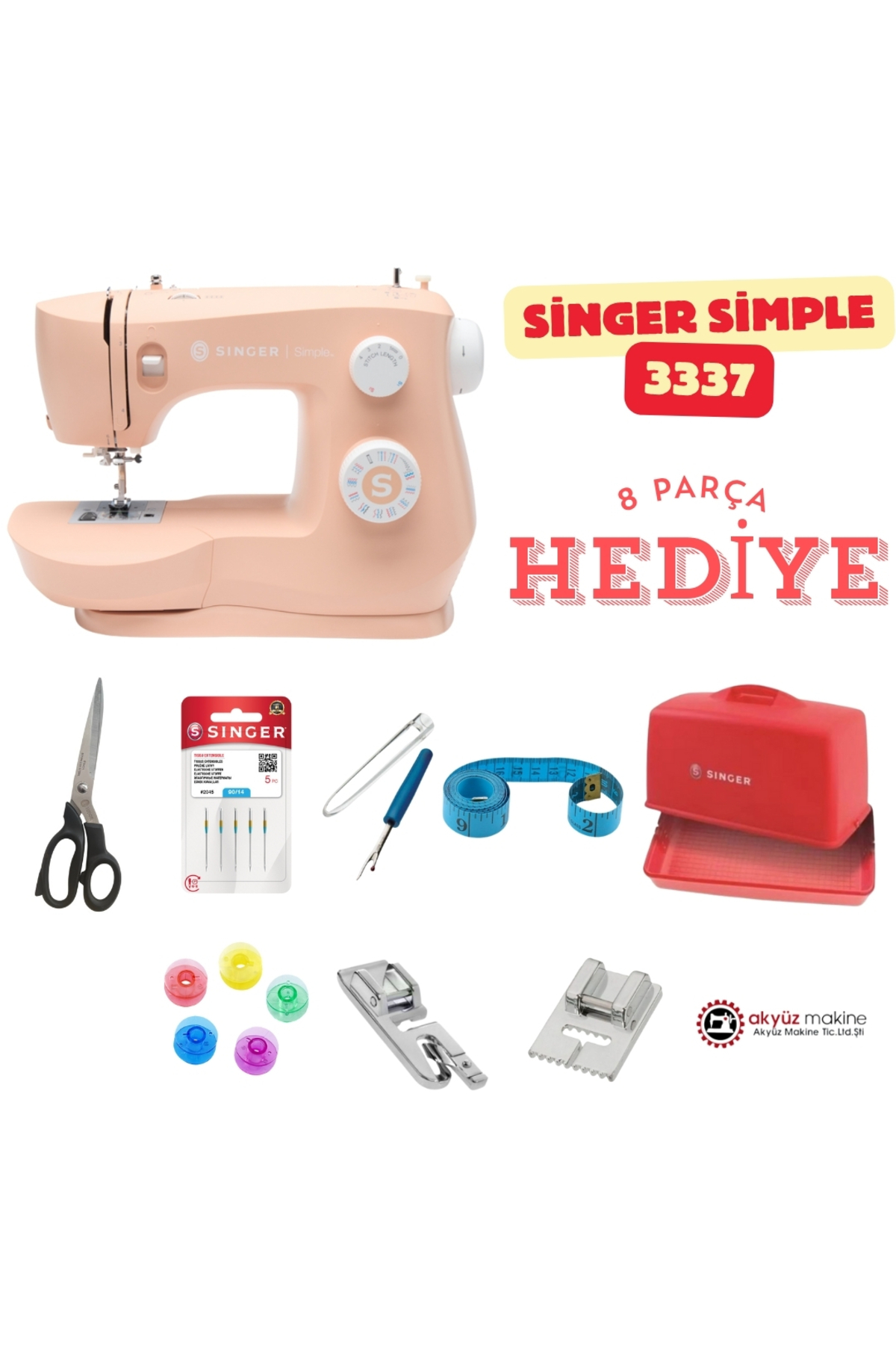 Singer Simple 3337 Dikiş Makinesi + 8 Parça Hediye Seti |